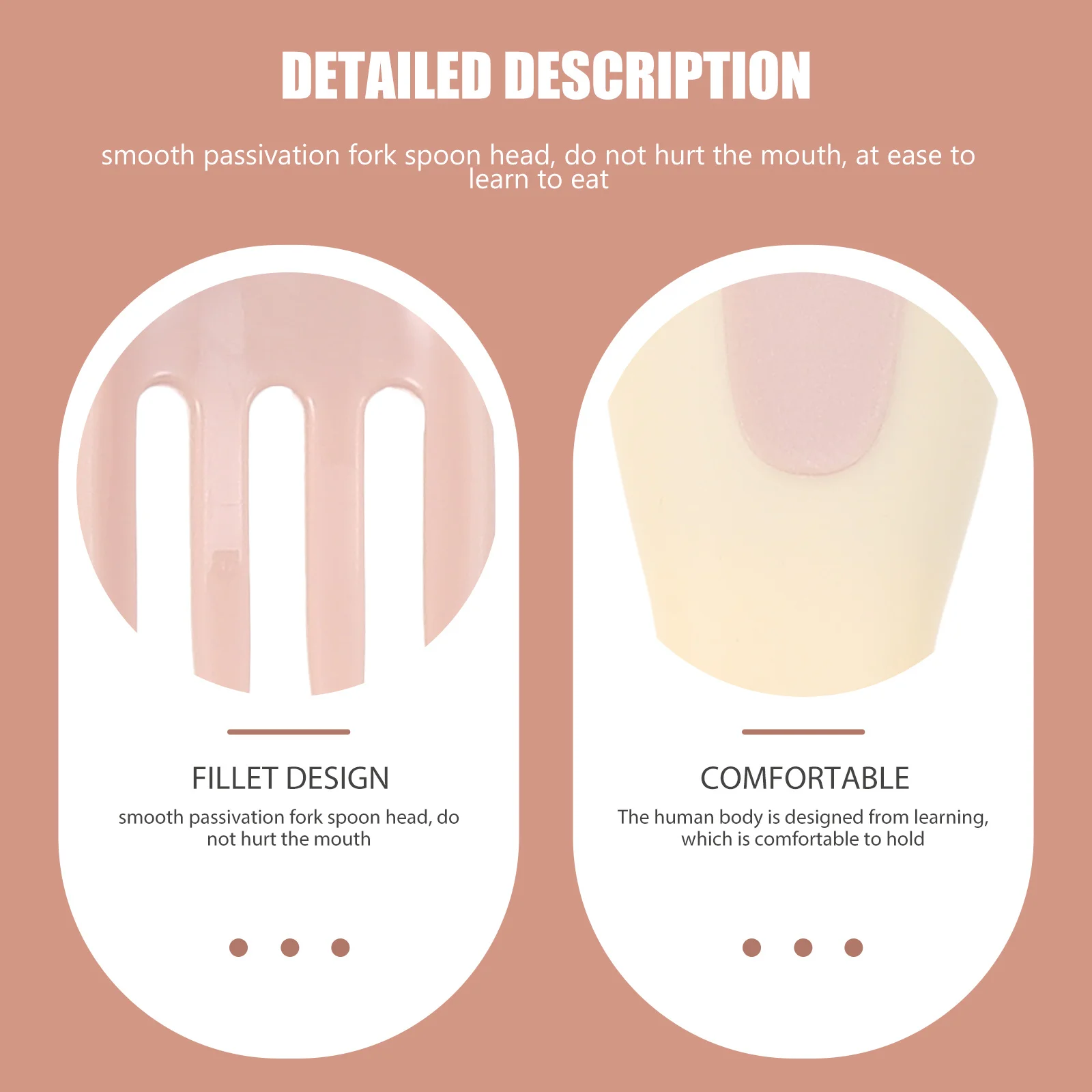 

1Set Baby Fork Spoon Set Smooth Edges Burrsfree Lightweight Compact Travel Friendly Feeding Tool Toddler Utensils