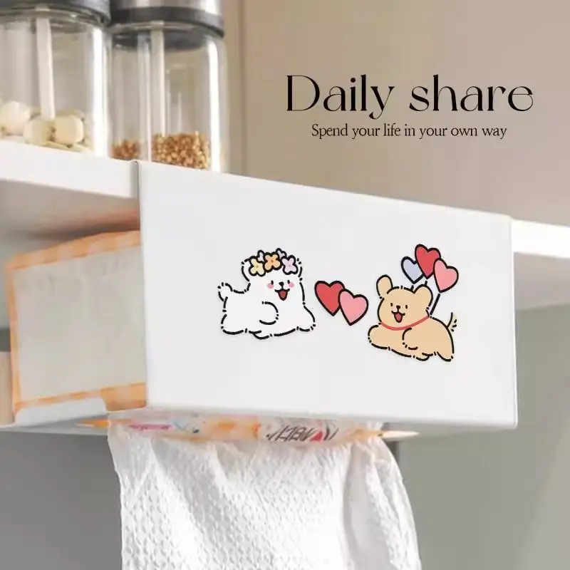 

Kawaii Line Puppy MINISO Tissue Holder Cute Cartoon Tissue Hanging Box Storage Rack Multifunctional Storage Box Toys for Kids