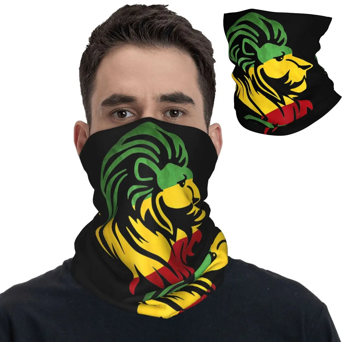 Lion Of Judah Reggae Bandana Neck Cover Rasta Lion Jamaican Mask Scarf Multi-use Balaclava Hiking Unisex Adult Breathable