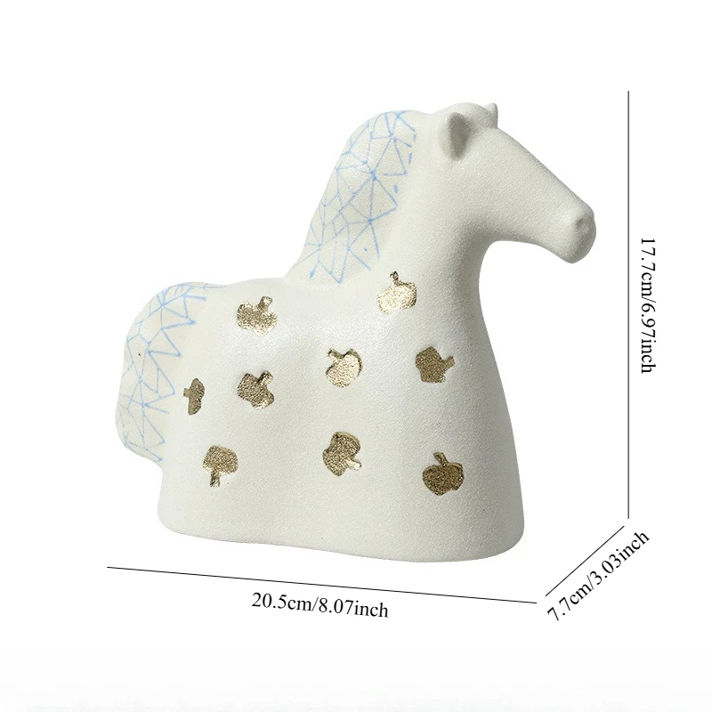 Nordic style hand painted abstract ceramic pony ornaments, Kiln Change Glaze Horse Statue, modern home decor & home accessories