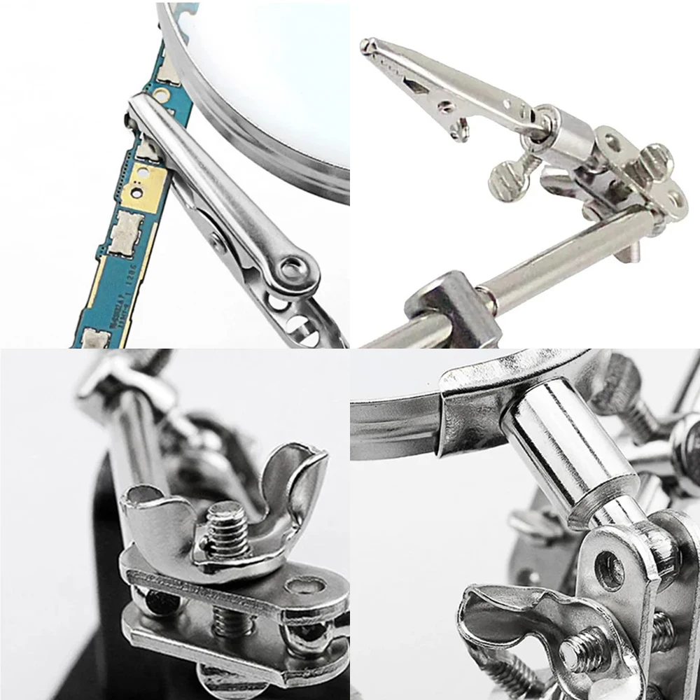 5X 3rd Helping Hand Clip Clamp Magnifying Glass Soldering Iron Stand Magnifier Welding Rework Repair Holder Tools