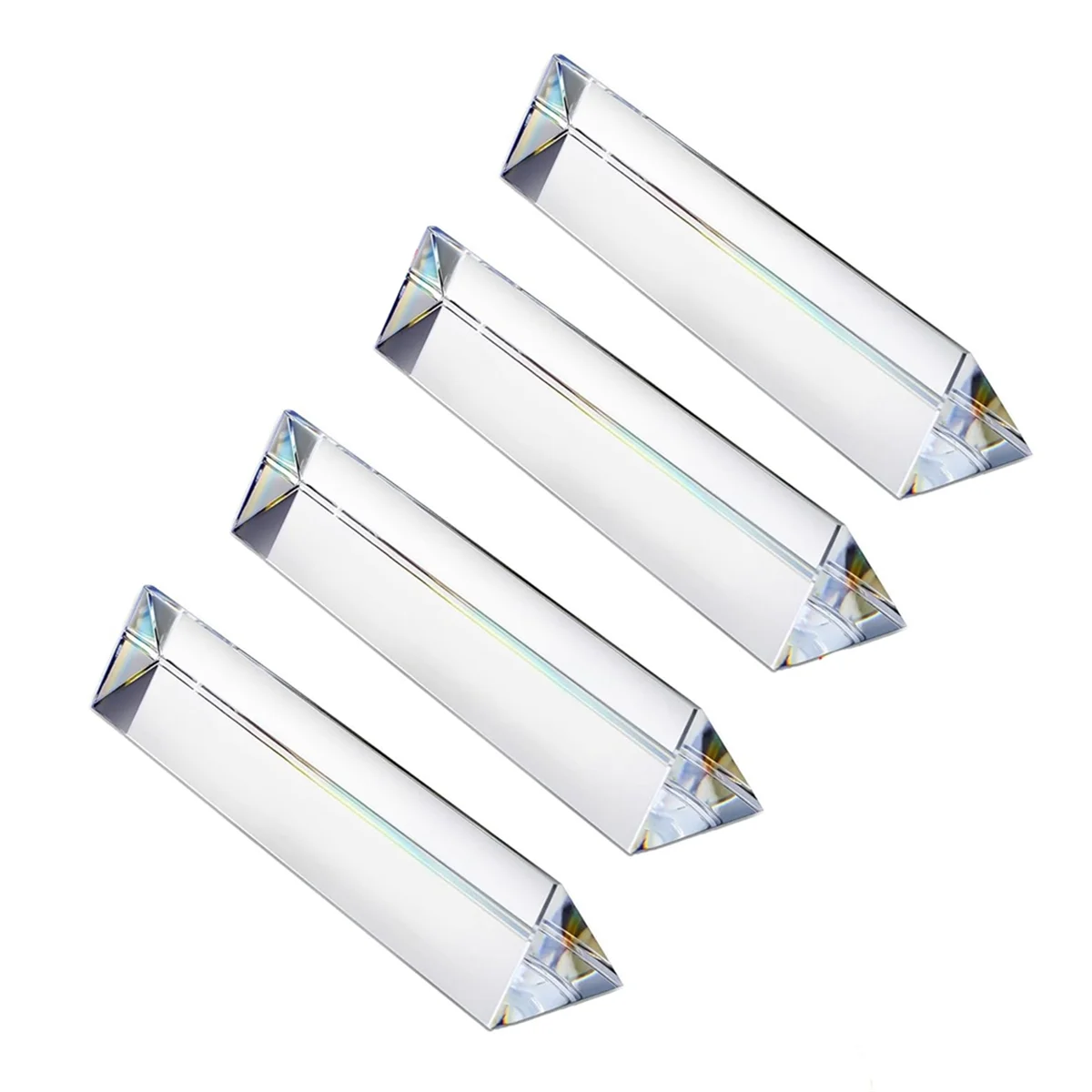 4pcs 6 Inch Clear Optical Lens Glass Triangular Prism for Photography Science Classroom Rainbow Maker Art Decor