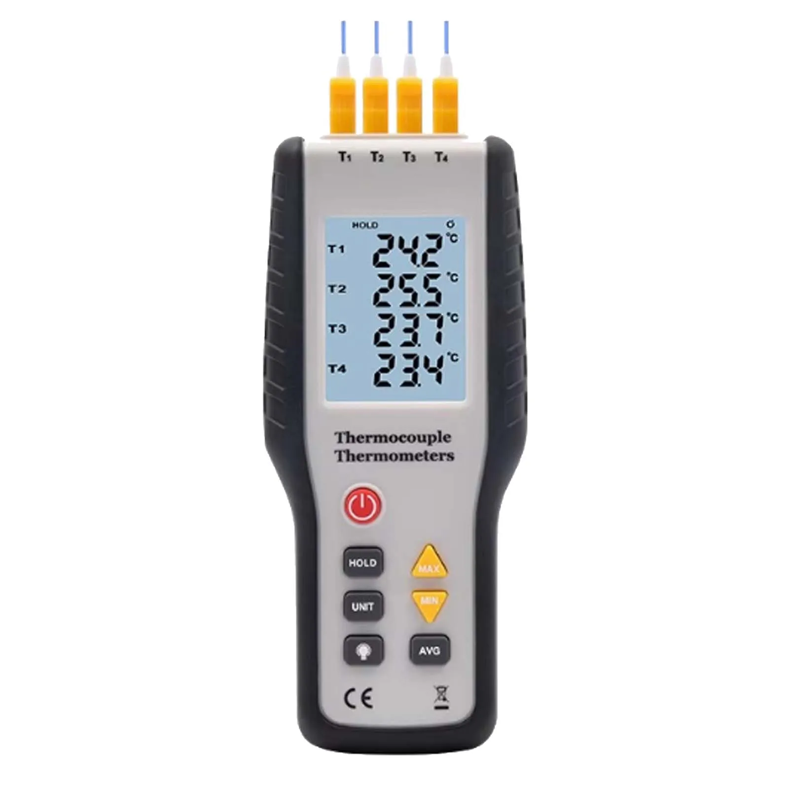 

4-Channels K-Type Digital Thermocouple Thermometer, Thermocouple Temperature Measuring Instrument Water Temperature Solid