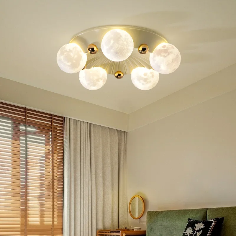 Cream wind bedroom ceiling light Internet celebrity creative moon children's room light