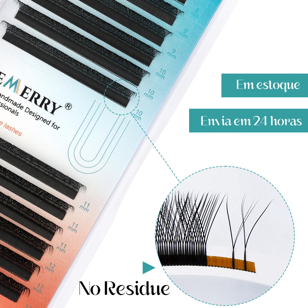 GEMERRY YY Eyelashes Extensions L Curl Fox Eye Double Tips Premade Volume 2D Shape Fan YY Type Natural Matte Black Lash Supplies