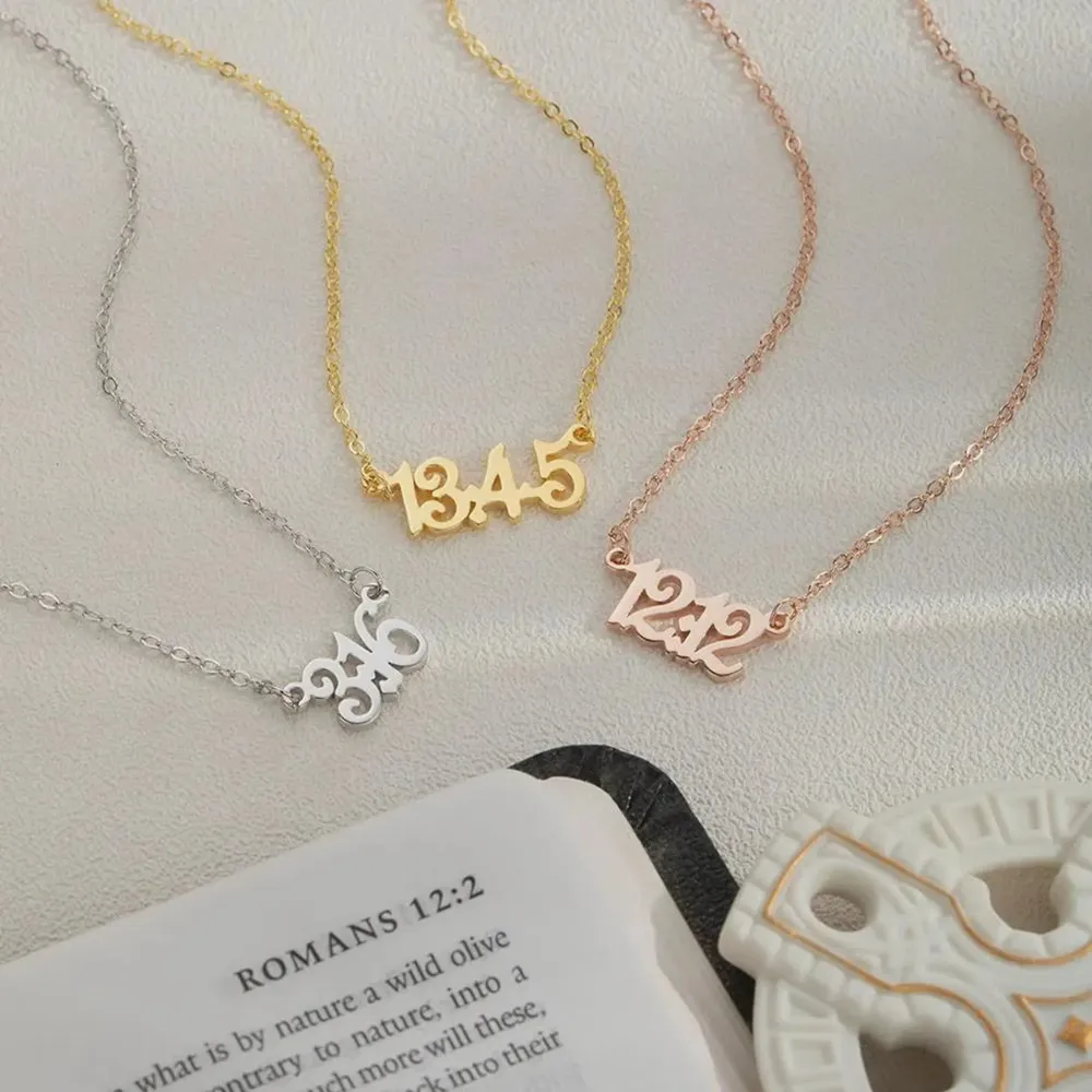 Custom Vintage Bible Verse Number Necklace Gold Plated Personalized Scripture Number Pendant Neckalce Jewelry Christmas Gift