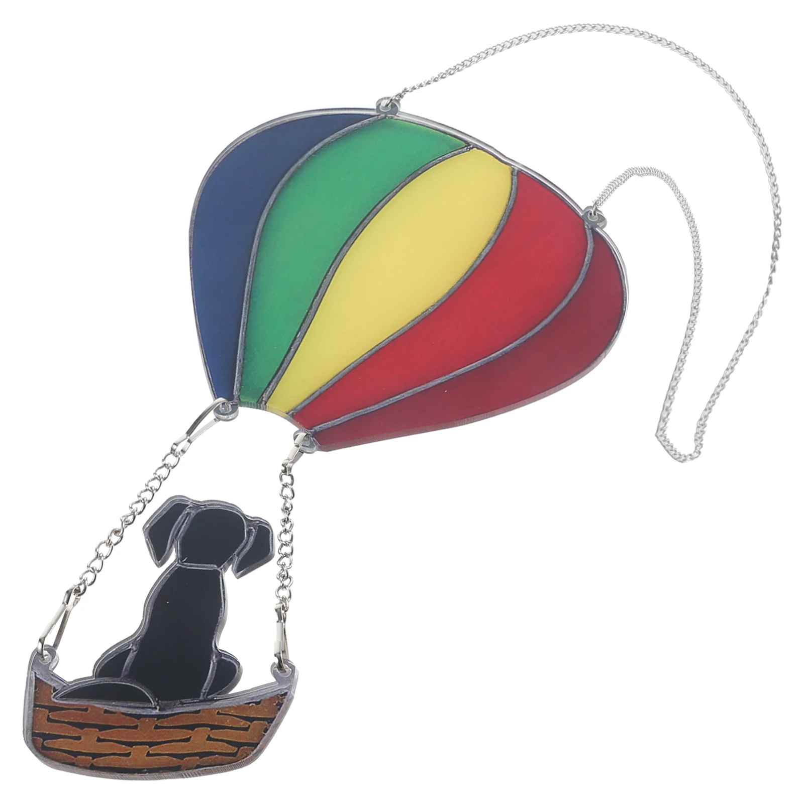 

Rainbow Hot Air Balloon Dog Shaped Acrylic Suncatcher Ornament Window Wall Hanging Decor Unique Exquisite Design Stained Craft