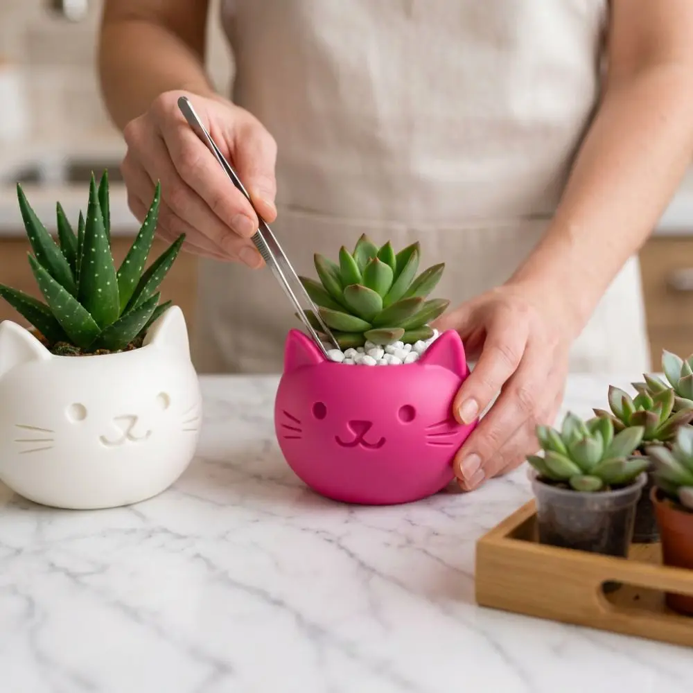 For Plant Lovers 3d Printed Cat Shaped Flower Pot Home Decor Mini Storage Box Mini Flowerpot Ornaments Succulent Pot Office