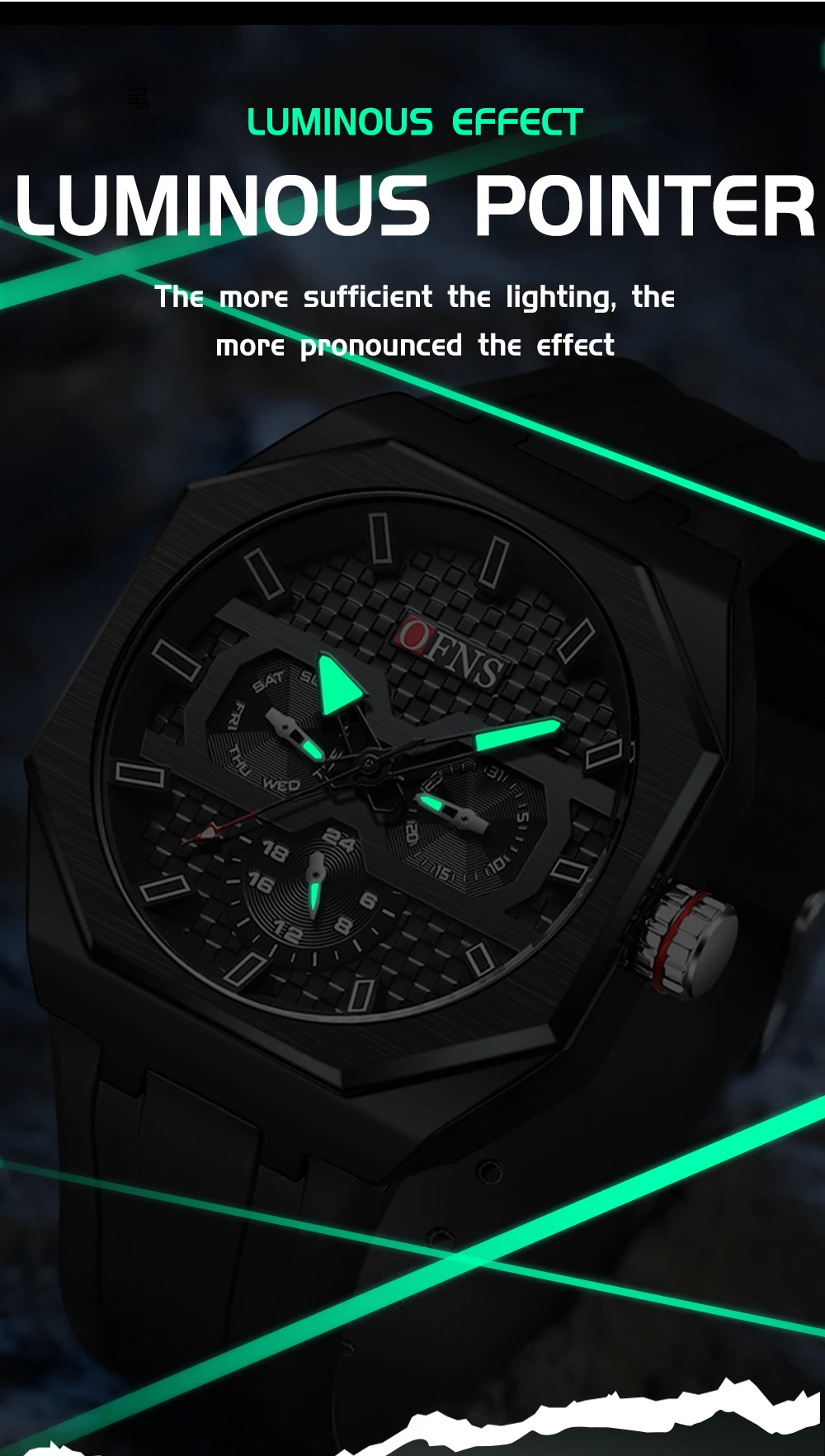 OFNS nuevo 8023 reloj de cuarzo para estudiantes de moda Simple tres ojos seis agujas impermeable reloj de cuarzo de lujo para hombres 2025