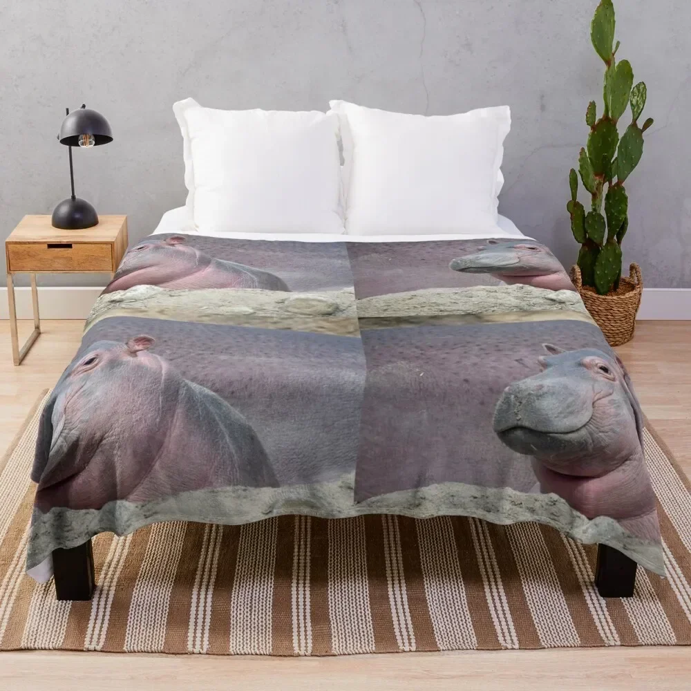 

Baby Hippo Fritz at the Cincinnati Zoo and Botanical Garden Throw Blanket Summer Beddings Sofa Quilt Stuffeds Blankets