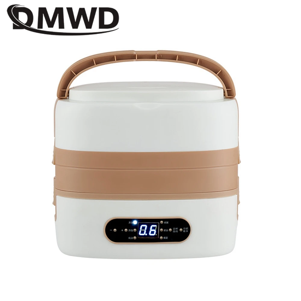 

Portable Lunch Box Intelligent touch panel Food Steamer Egg Boiler Reheat Rice Cooker Sealed Stainless steel Liner 2L capacity