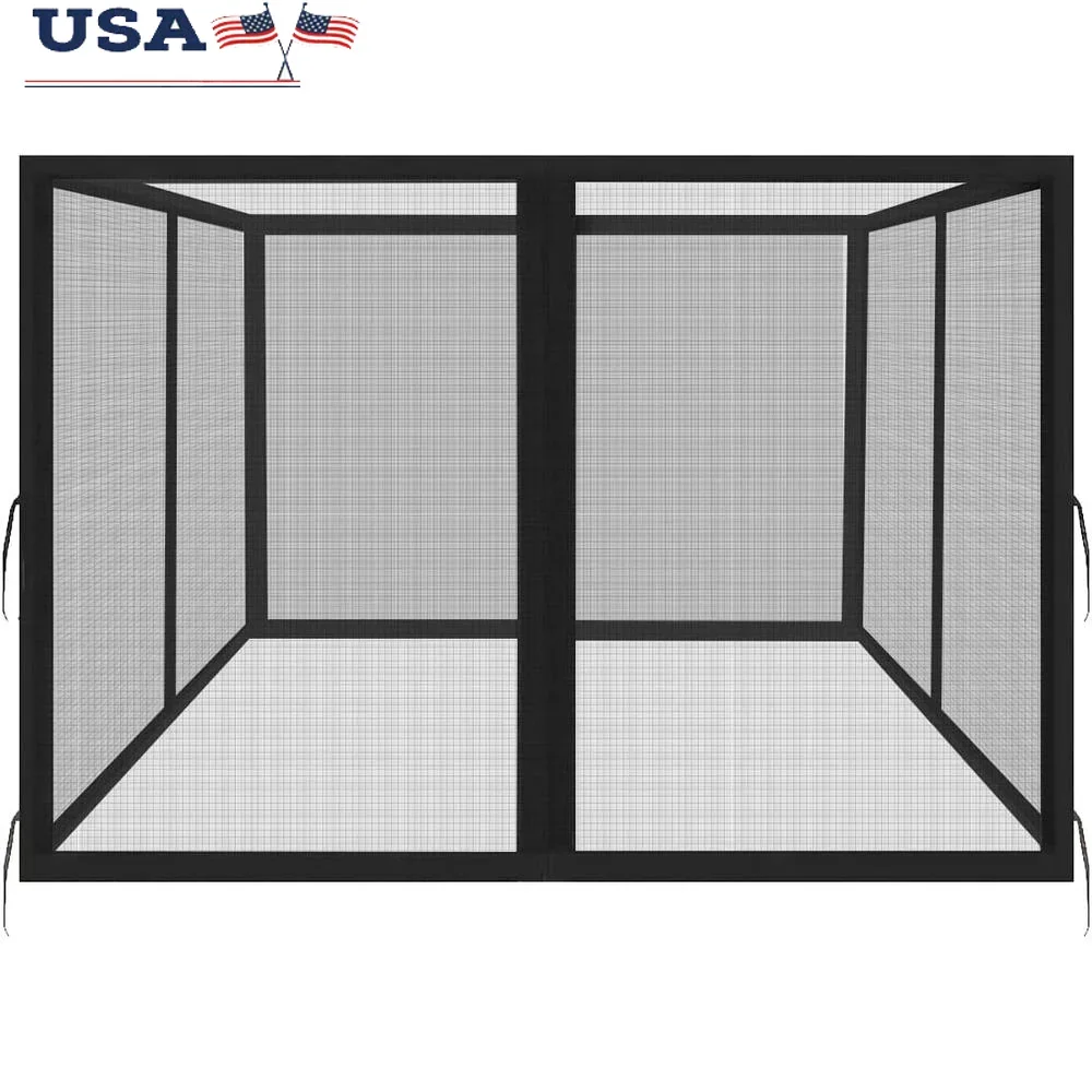 Universal Replacement Mosquito Netting 10x12ft Gazebo Outdoor Mesh Screens 4-Panel Breathable Zippered Panels Patio Garden