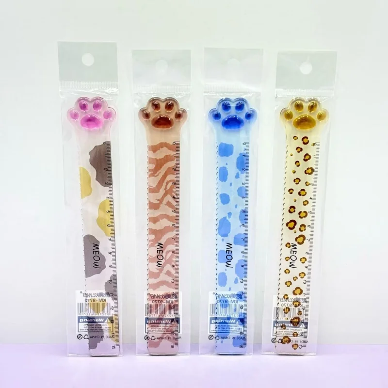 40pcs/lot Cartoon Cat Paw Ruler Cute Bookmark Measuring Drawing Tool Promotional Gift School Supplies