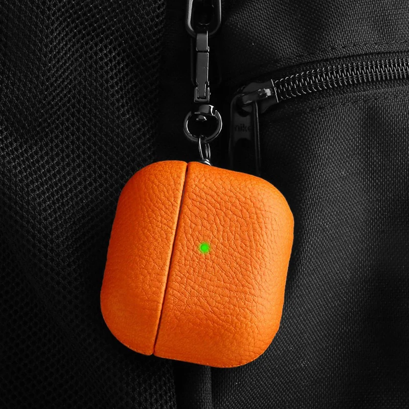 For  Case Lychee Pattern Earphone Cover Protective Earphone Cover For  Pro Cases Shell Trend -Brown