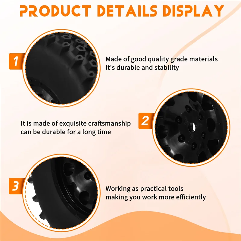 

ABUM-12Mm Hex Wheels Tires Set With Foam Inserts 1/10 RC Short Course Truck Compatible With Slash 2WD