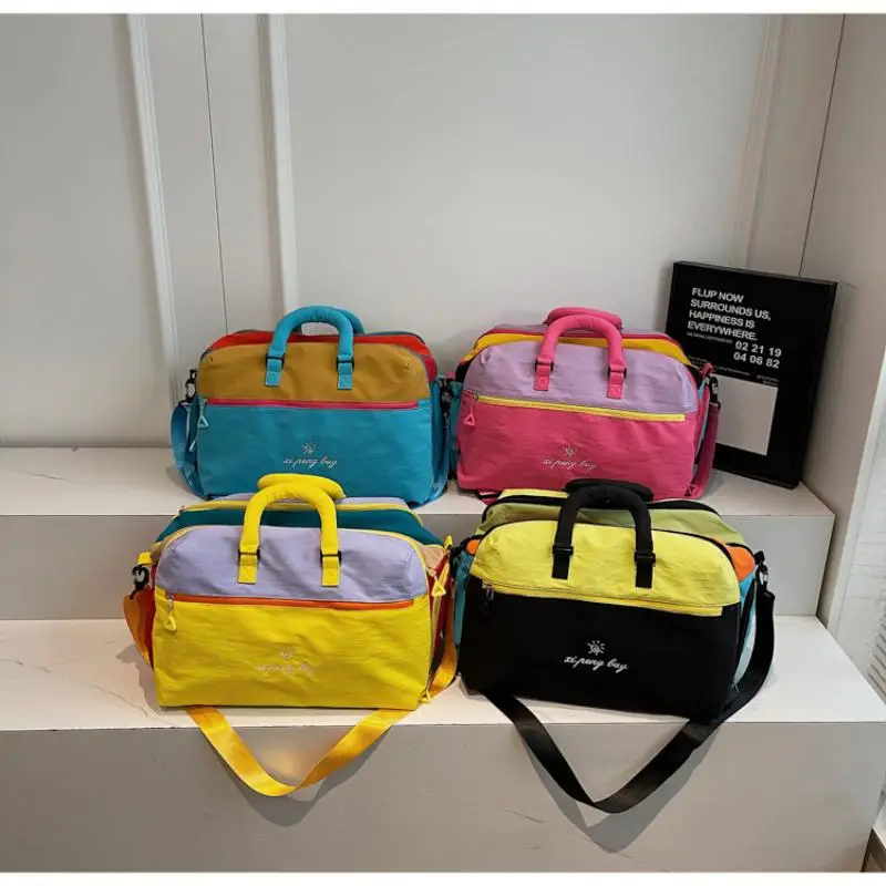 Dopamine Travel Bag Large-Capacity Vibrant Color Lightweight Luggage Durable Waterproof Duffel for Women Men Trip Vacation Gift view 2