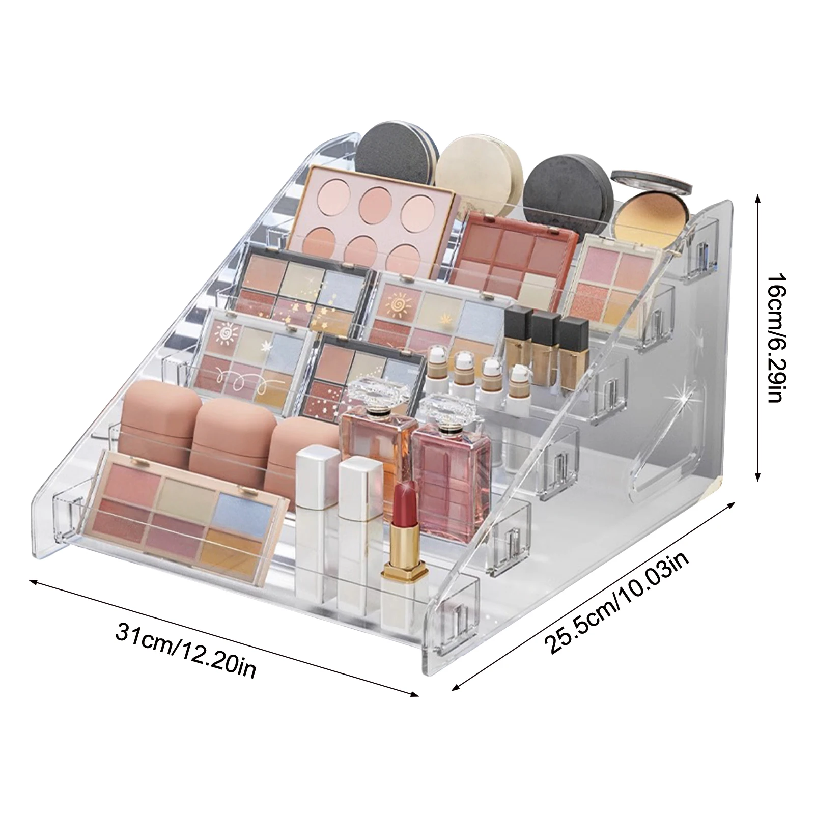 3-7 Ebenen Transparenter Kunststoff Kosmetik-Organizer Präsentationsständer Klare Aufbewahrungsbox Make-up Pinsel Lippenstifte Halter Desktop-Aufbewahrung – Detail 8