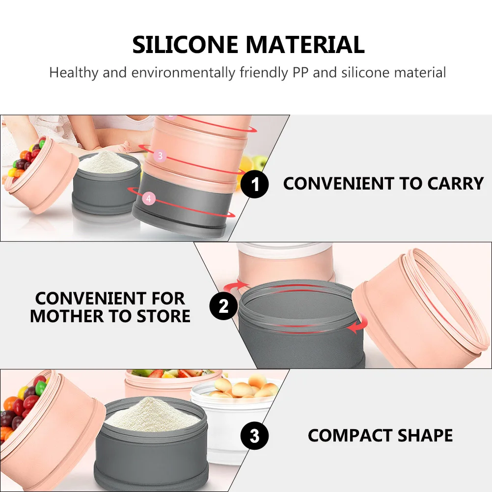 

2pcs Baby Powder Dispenser Storage Container 4 Layers Food ganizer Snack Box Lanyard Portable Stacking Design for Infant