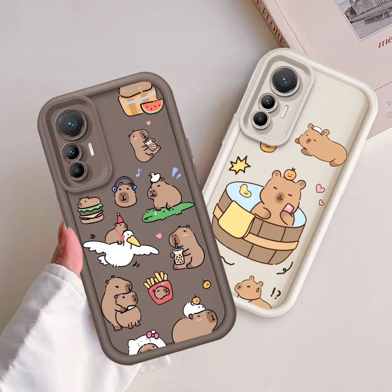 

Capybara Cute Cartoon For Xiaomi 12T 11 Lite Poco F5 F4 F3 F2 M3 Pro X5 X4 X3 GT 4G 5G Eye Ladder Cover Capa Fundas Phone Case