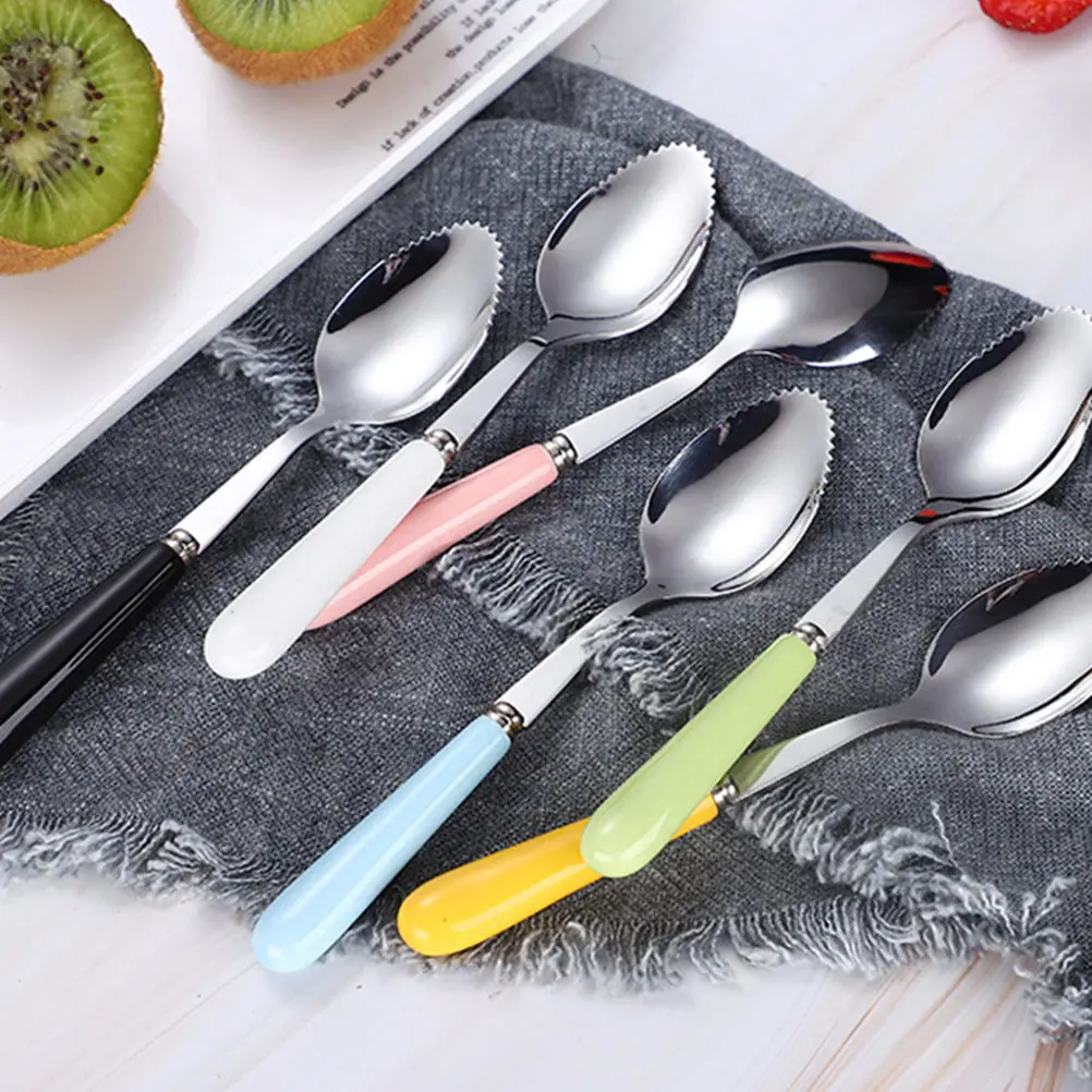 

Набор из 6 прочных зубчатых ложек для кормления, инструменты для измельчения арбуза, современные, с зеркальным покрытием, простые в использовании, для обучения малышей самостоятельному приему пищи