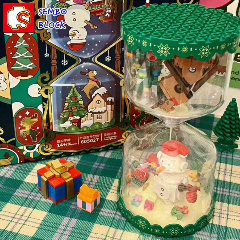 

SEMBO Christmas Hourglass Building Blocks Luminous Assembled Desktop Decorations Kawaii Educational Children’s Toys Gifts