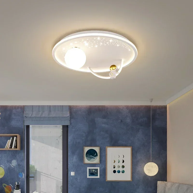 Modern Nordic Modern Children's Ceiling Lamp LED Chandelier Creative Planet Astronaut Design Kid Room Bedroom Home Decor Light