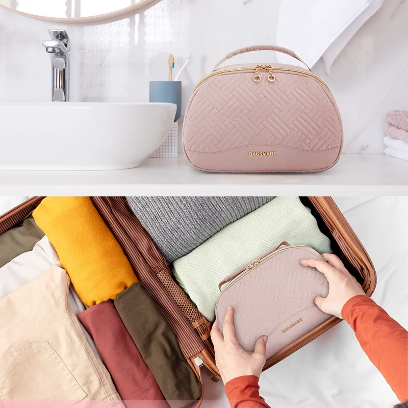 BAGSMART Toiletry Bag for women Waterproof Travel Makeup Bag with Large Opening Comestic Bag T for Toiletries Accessories