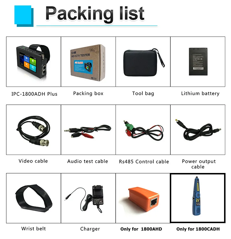 CCTV Tester 8K 5-IN-1 TVI AHD CVI Analog IP CCTV Camera Tester Build in Battery Security Tester Monitor Video Audio Test PTZ