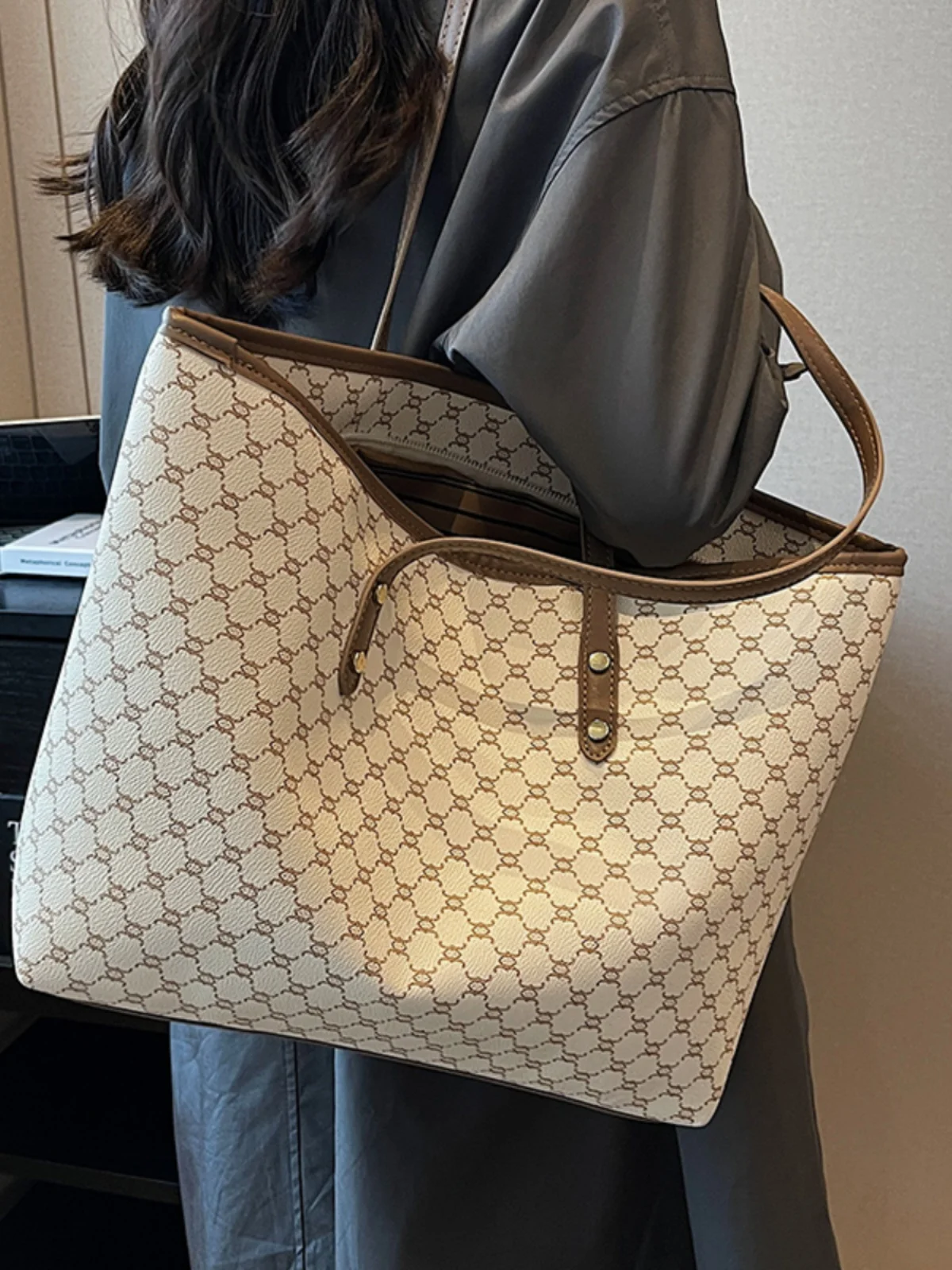 

Ele большая сумка-тоут Capaci, женская повседневная сумка из искусственной кожи с морским принтом Briti Sle, повседневная сумка с геометрическим узором