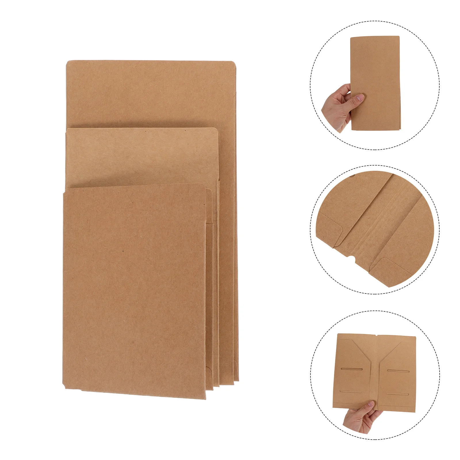 

3Pcs Kraft Card Holder Organizer Zippered Pocket for Documents Receipts Business Cards Travel Accessories