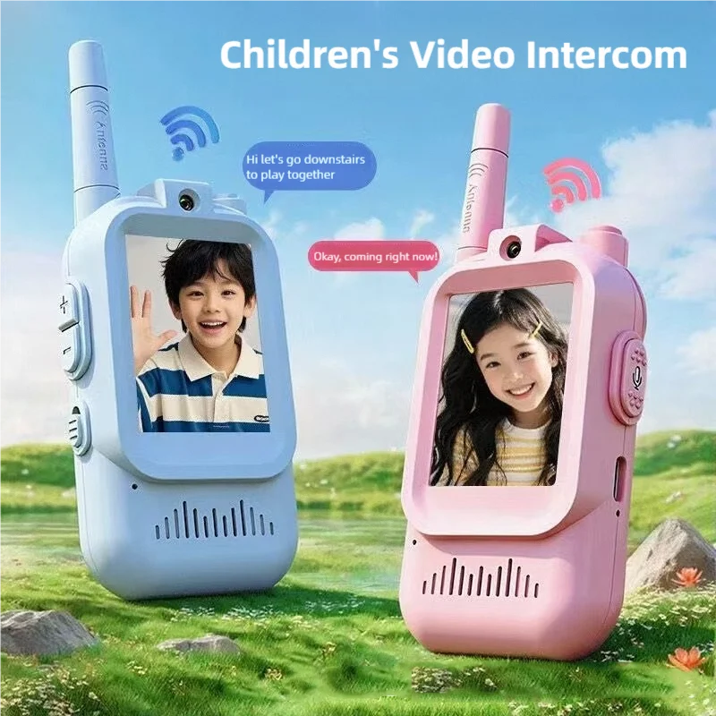 Video-Walkie-Talkies für Kinder, 2er-Pack, wiederaufladbare Gegensprechanlage, Walkie-Talkie, niedlicher 2-Zoll-Bildschirm, One-Click-Anruf, Video-Gegensprechanlage für Kinder