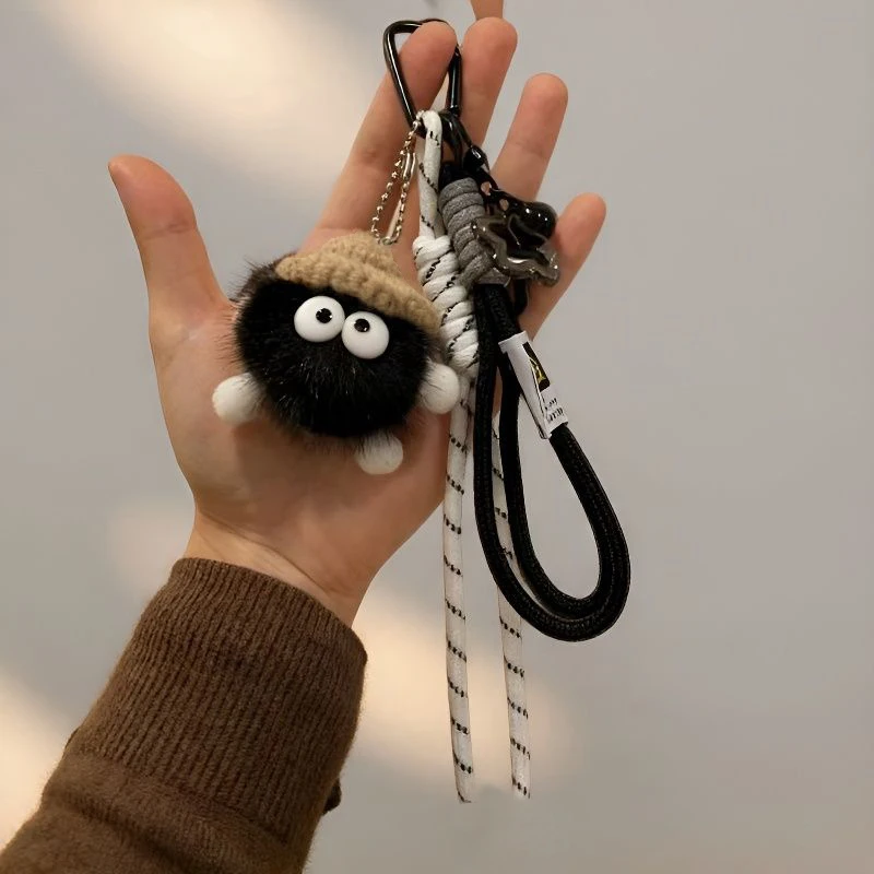 Fashion Coal Ball Camera Bag Keychain Cute Charm Maximalist Braided Rope Bag Ornaments Women's Accessory