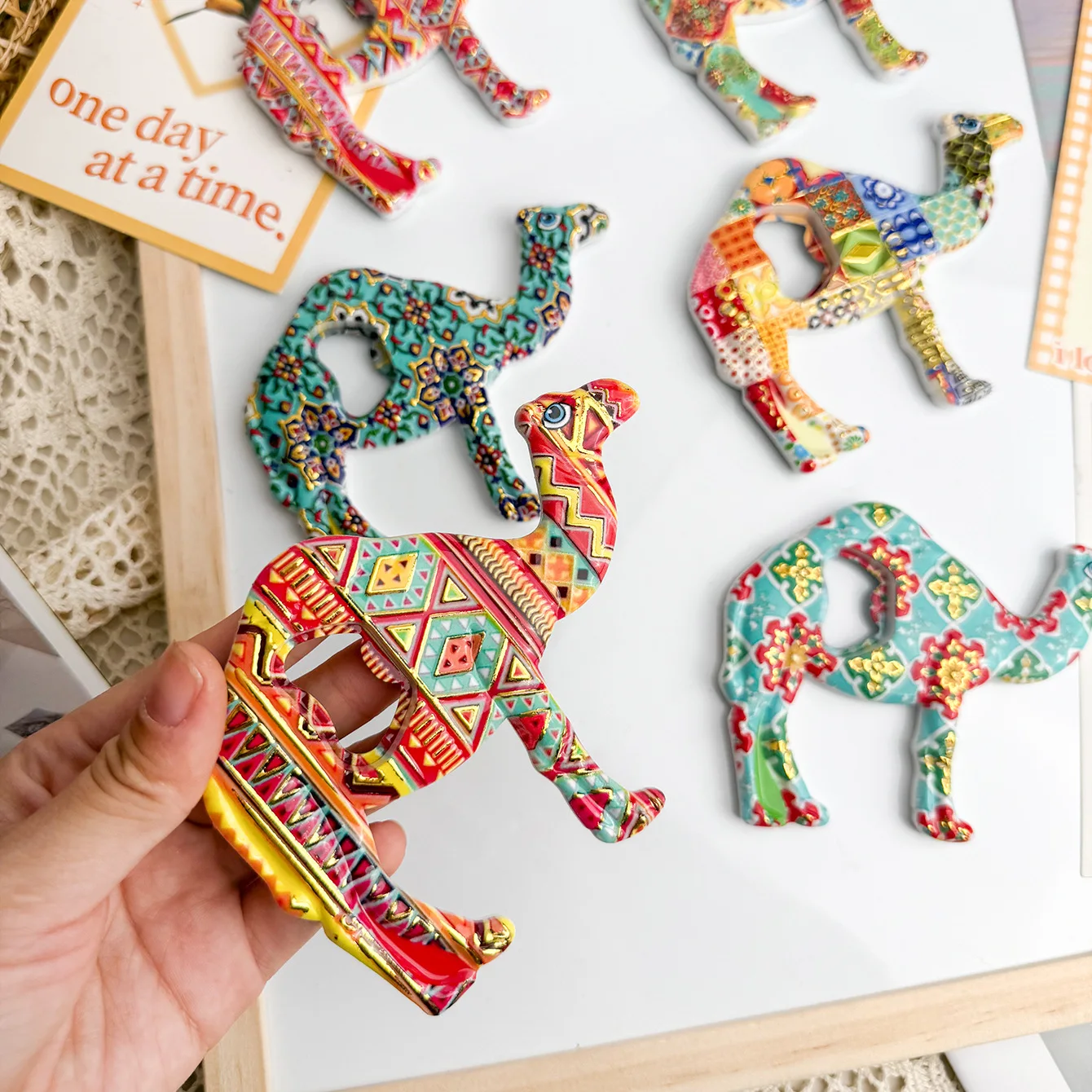 Camel Bohemia Fridge Magnets Bottle Opener Resin Emboss Gold Hot Stamping Refrigerator Magnets Sticker Gift Home Decoration
