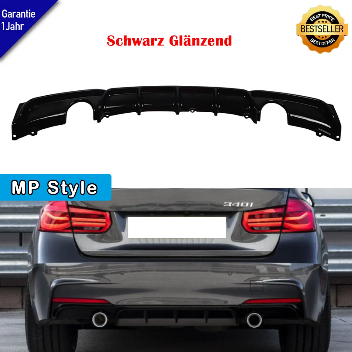 Magickit für BMW 3er F30 F31 318i 320i 325i 328d 330i 335i 340i 2012 2013-2018 M Sport Heckstoßstangenlippe Splitter Diffusor