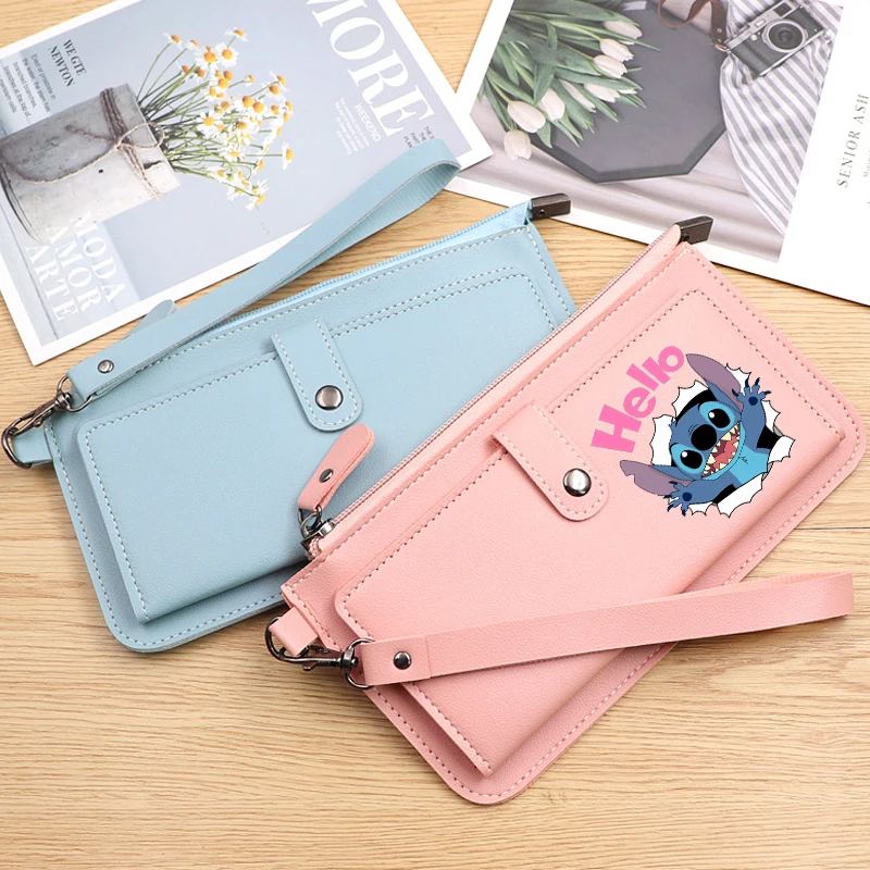 Lilo Stitch Wallet Key Chain Disney Cute Coin Purse Women Two Fold ID Card Holder Bags Fashion Travel Pocketbook Gift Hot Sales