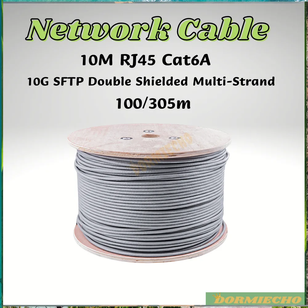 

High Quality&Durable 100/305M Cat6A Patch Cord Ethernet Lan Cables 10G RJ45 SFTP Twisted Pair Double Shielded Multi-Strand Wire