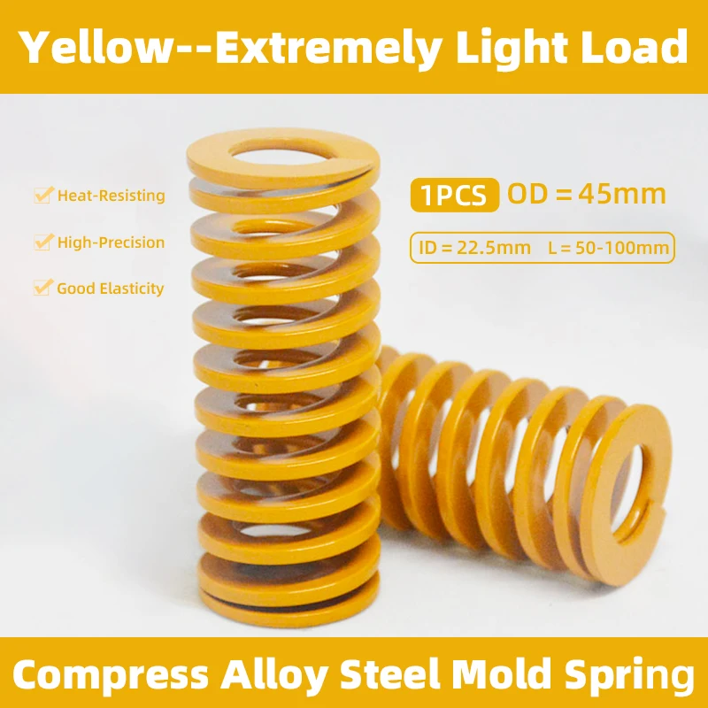 

Creamily 1PCS Yellow Small Spiral Load Die Mold Springs Compression Springs Outer Dia=45mm Inner Dia=22.5mm Length=50-100mm