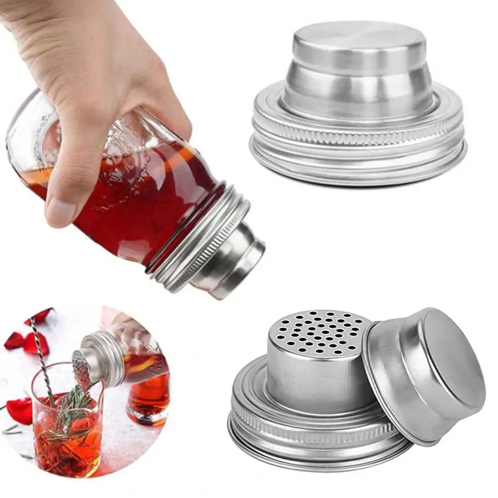 Salt Pepper Shakers Lids Mason Jar Shaker Lids Stainless Steel Seasoning Spice Shaker Tops for Sugar Salt Pepper Kitchen Cooking