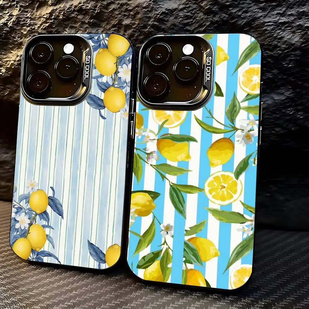 

Flower Leaves Lemon Phone Case For iPhone 17,16,15,14,13,12,11,Pro,X,XS,Max,Soft Black Cover