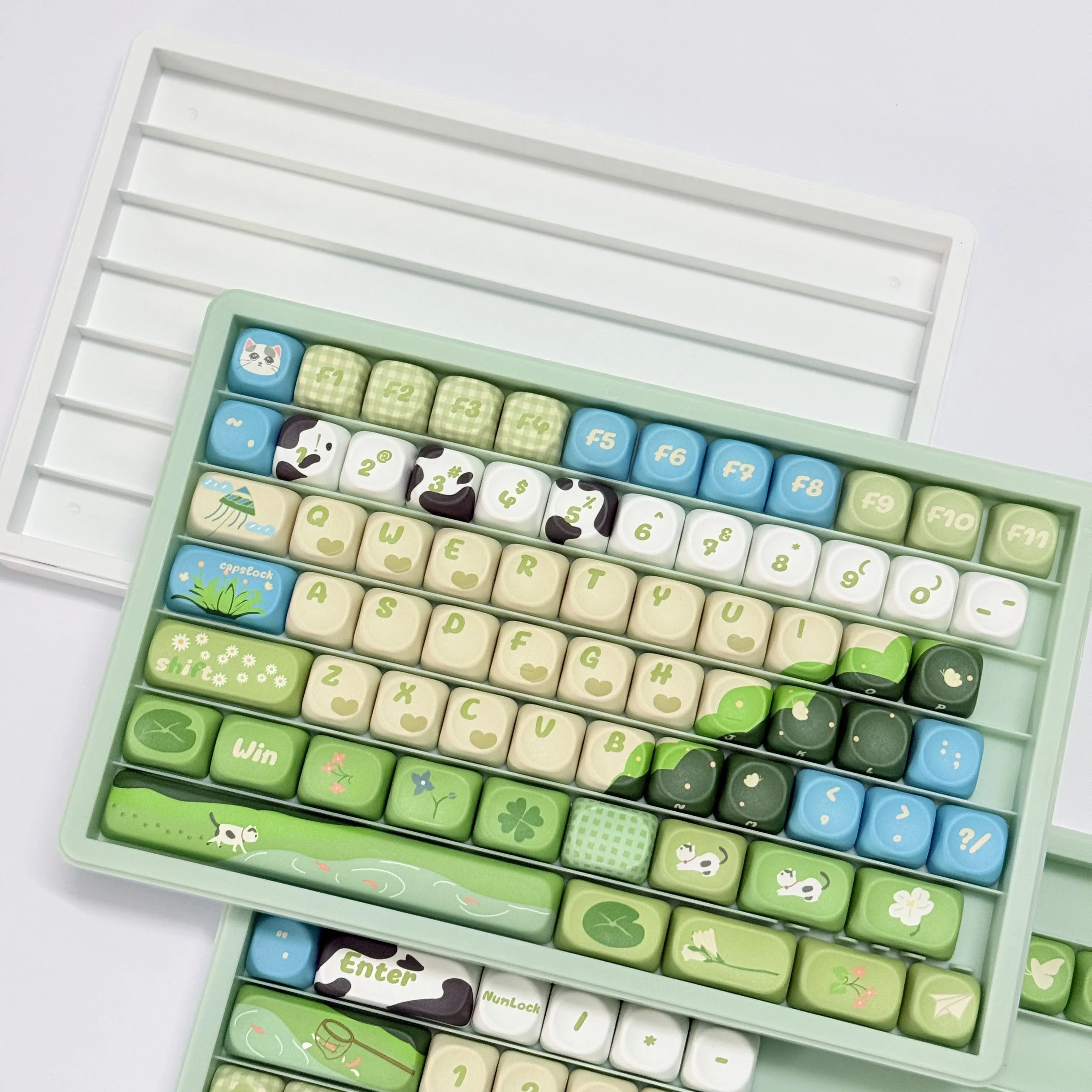 

2/3 Layer Keycaps Storage Box Dust-Proof Pink Blue Purple White Black Yellow Keycap Organizer Overlappable ABS Stackable