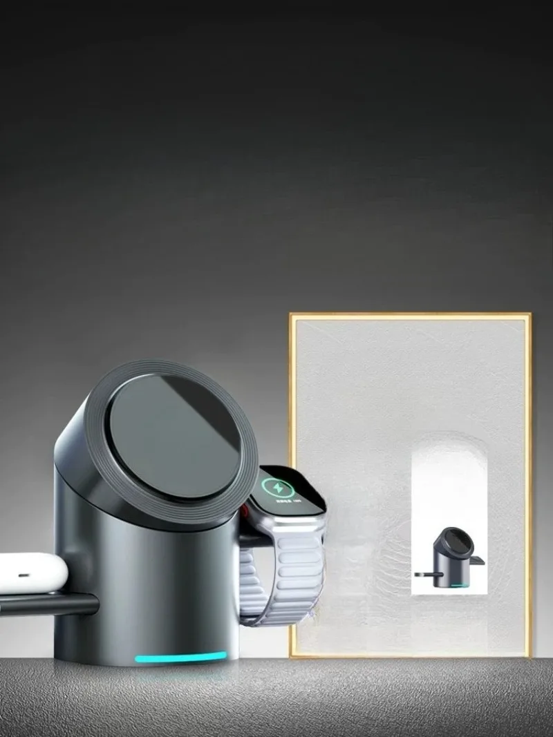 Wireless charger, phone earphones, iWatch, watch stand, three-in-one desktop charging base