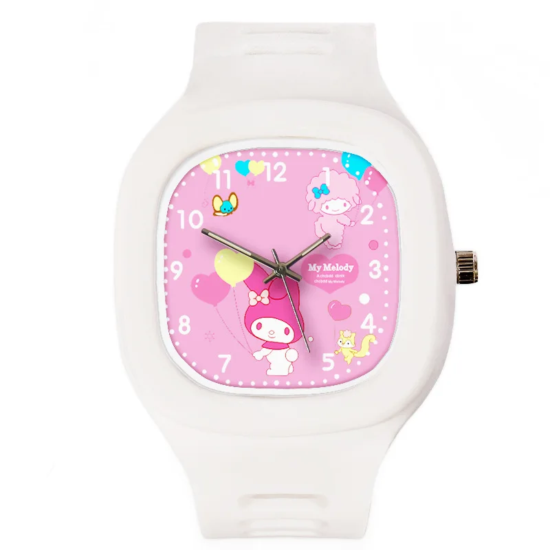 Montre-bracelet mélodie de dessin animé pour enfants, bracelet en silicone, montre à quartz, Sanurgente Hello Kitty, Kuromi Cinnamoroll, cadeaux