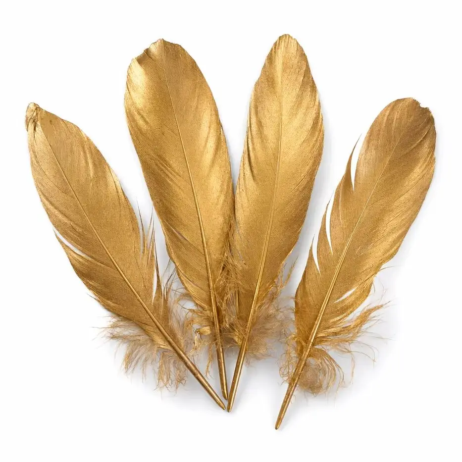 50 Pieces Natural Golden Goose Feathers Bulk 13-18cm, Soft Fluffy Plumes for Wedding Centerpiece Party Decor DIY Craft Supplies