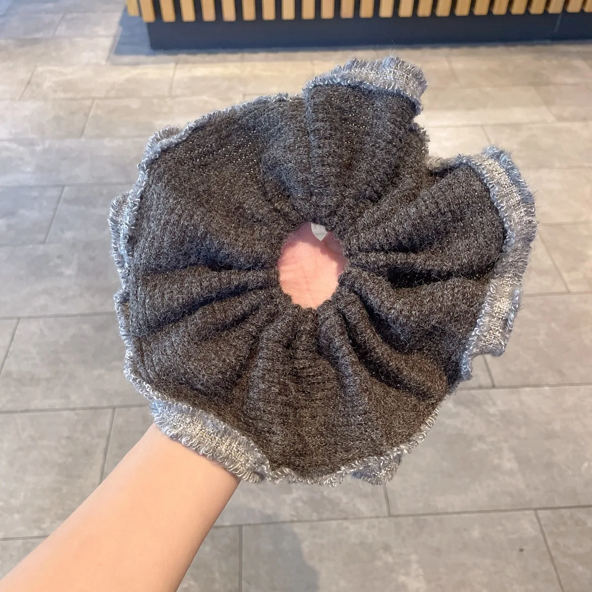 

Двухслойные серые шерстяные кольца для волос для женщин и девочек, эластичные резинки для волос, аксессуары, галстук, кольцо для волос, веревка, головной убор