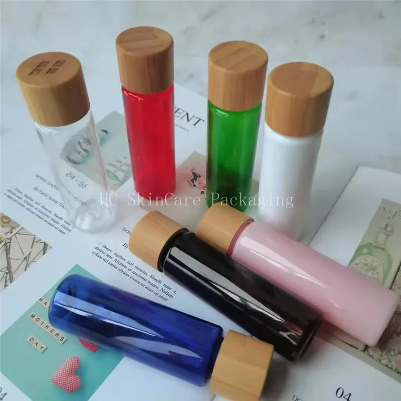 

Household Personal Care Cosmetics Plastic Skin Care Containers With Bamboo Lids bottle,Lotion Pump Bottle With Spray Sprayer