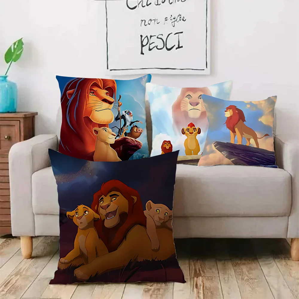 The Lion King Simbas And Mufasas Pillow Covers Cartoon Sofa Decorative Home Double-sided Printing Short Plush Cute Cushion Cover