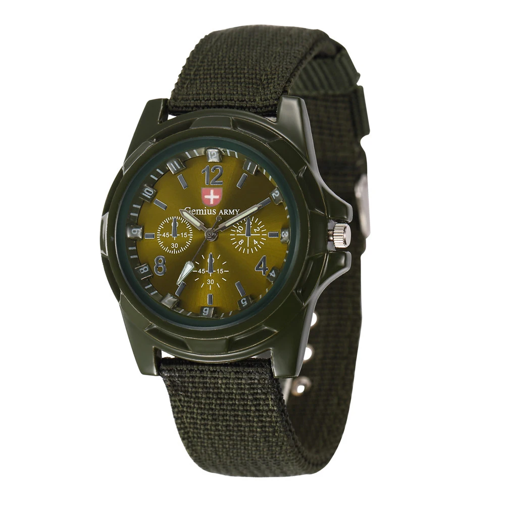 Military Mens Watch Top Brand Army Green Sports Analog Quartz Wristwatch Nylon Band Fashion Casual Men's Clock relogio masculino image 2