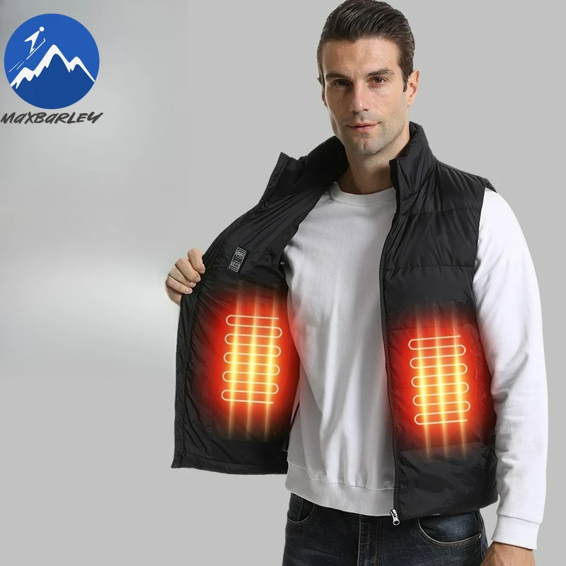 Maxbarley 14 Gilet riscaldato Piumini riscaldati elettrici Abbigliamento sportivo da uomo Cappotto da moto riscaldato Giacche riscaldanti USB da campeggio all'aperto