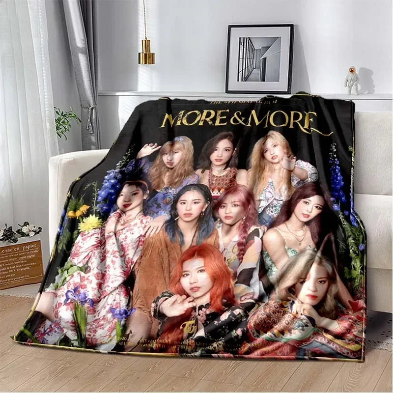 Fashion Art Print K-POP-TWICE Idol Pattern getta coperta casa camera da letto adulto peluche coperta per dormire coperta per il calore all\'aperto