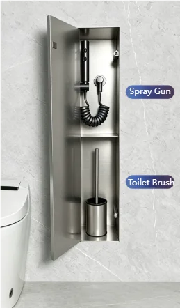 Hidden Concealed Stainless Steel Niche Tileable Toilet Brush Spray Gun Niche for Luxury Hotel Bathroom Sprayer Toilet Cleaner